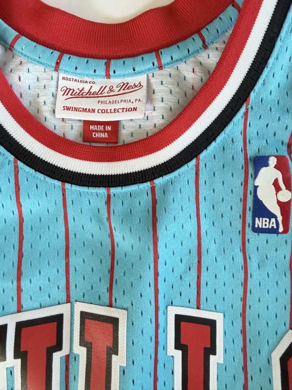 Mitchell & Ness Teal Red Black White NBA Swingman Jersey Dennis Rodman #91 - Picture 3 of 7